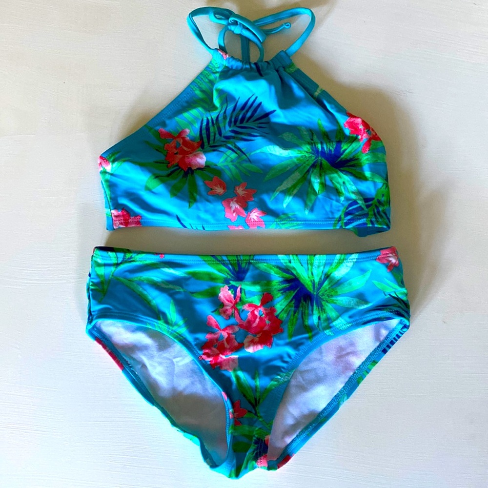 KANU Tropical Print Halter Bikini